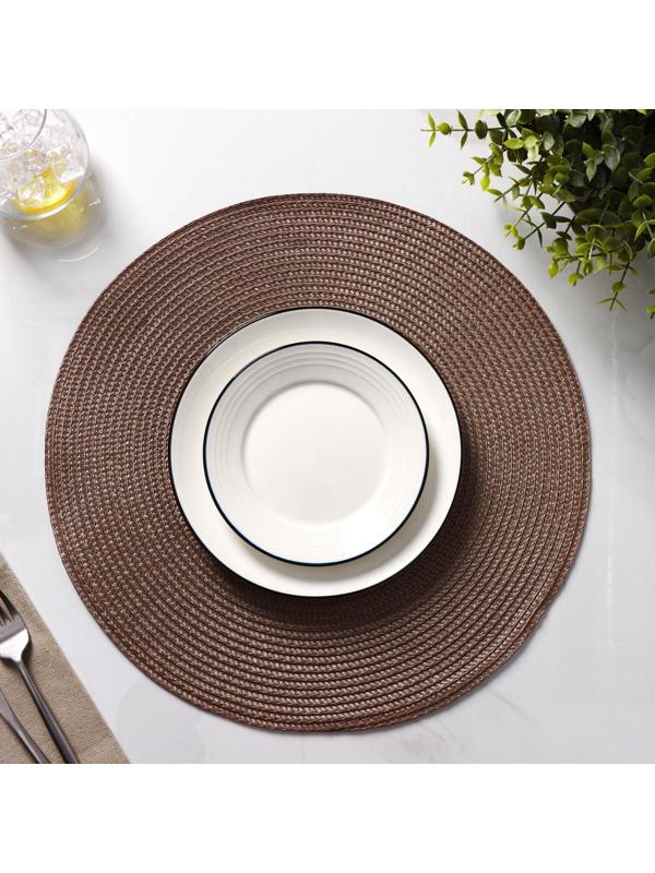 Набор салфеток сервировочных на стол Доляна «Лофт», 4 шт, d=38 см, цвет кофейный