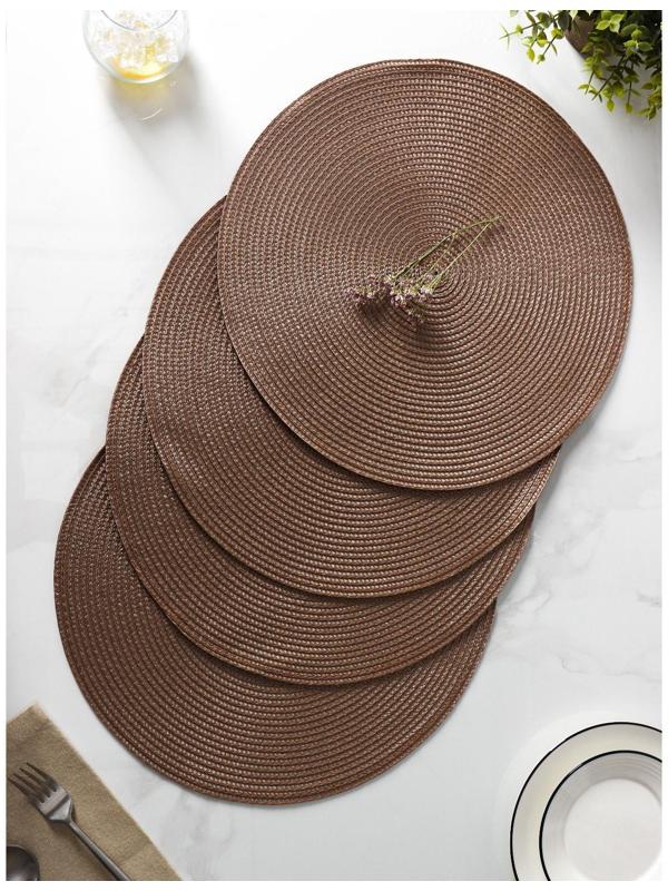 Набор салфеток сервировочных на стол Доляна «Лофт», 4 шт, d=38 см, цвет кофейный