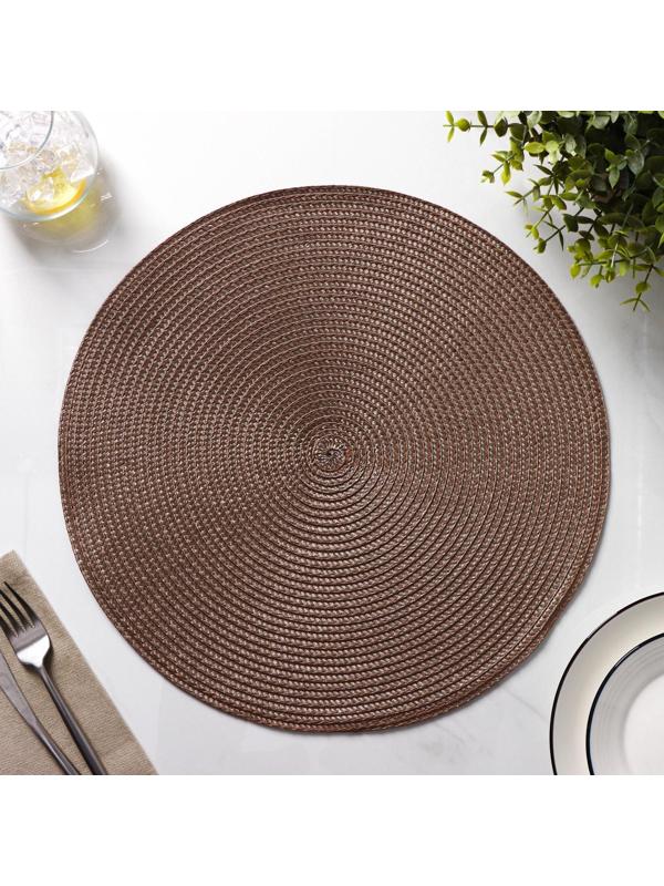 Набор салфеток сервировочных на стол Доляна «Лофт», 4 шт, d=38 см, цвет кофейный