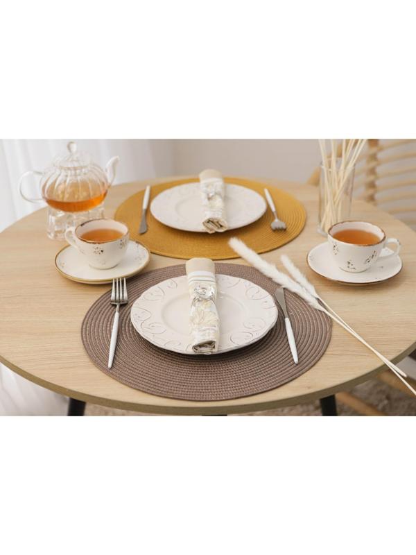 Набор салфеток сервировочных на стол Доляна «Лофт», 4 шт, d=38 см, цвет кофейный