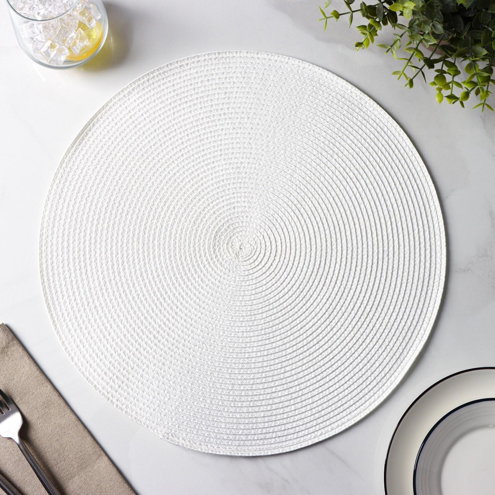 Набор салфеток сервировочных на стол Доляна «Лофт», 4 шт, d=38 см, цвет белый