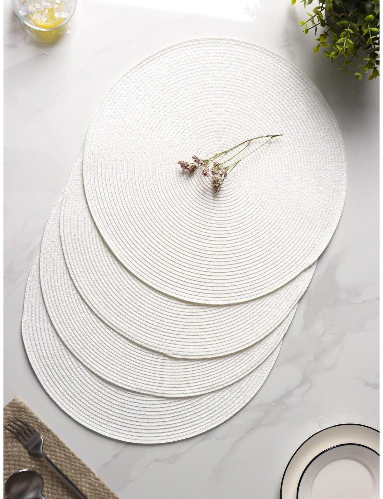 Набор салфеток сервировочных на стол Доляна «Лофт», 4 шт, d=38 см, цвет белый