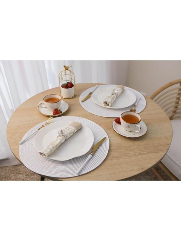 Набор салфеток сервировочных на стол Доляна «Лофт», 4 шт, d=38 см, цвет белый