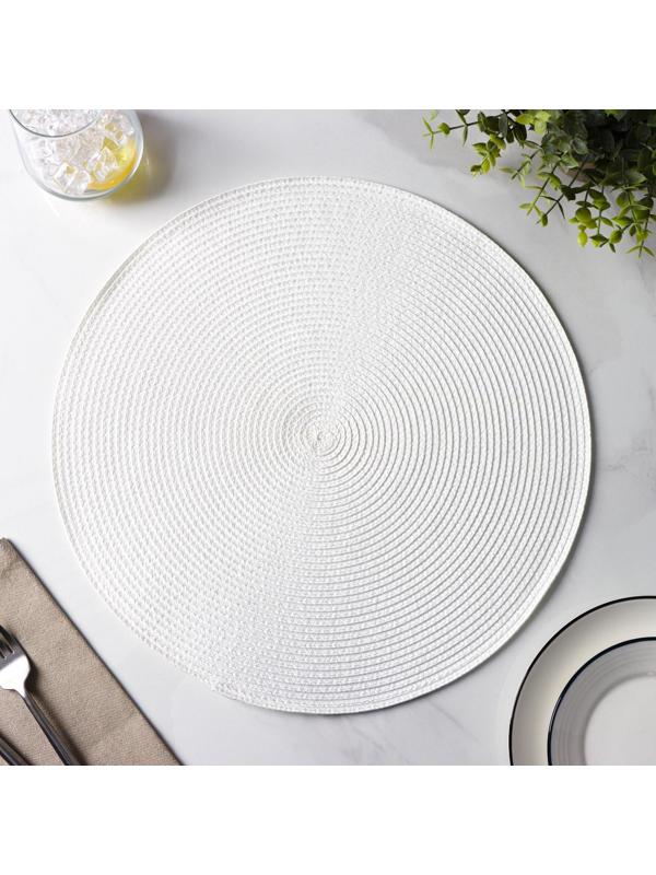 Набор салфеток сервировочных на стол Доляна «Лофт», 4 шт, d=38 см, цвет белый