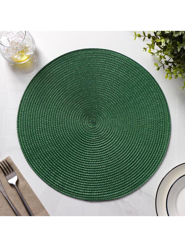 Набор салфеток сервировочных на стол Доляна «Лофт», 4 шт, d=38 см, цвет зелёный