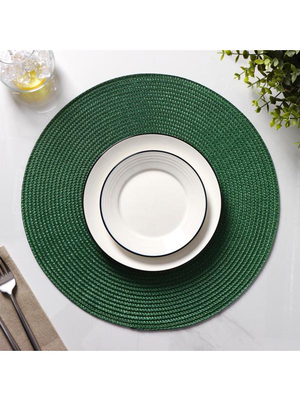 Набор салфеток сервировочных на стол Доляна «Лофт», 4 шт, d=38 см, цвет зелёный