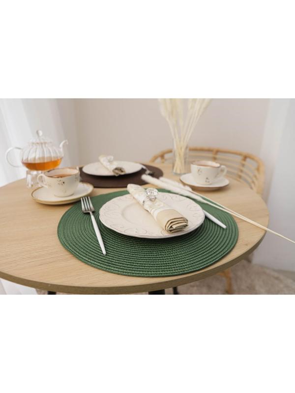 Набор салфеток сервировочных на стол Доляна «Лофт», 4 шт, d=38 см, цвет зелёный