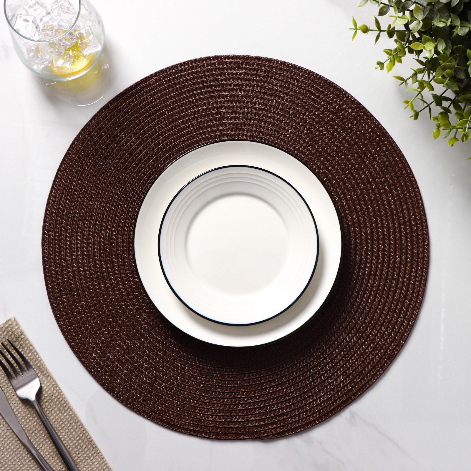 Набор салфеток сервировочных на стол Доляна «Лофт», 4 шт, d=38 см, цвет коричневый