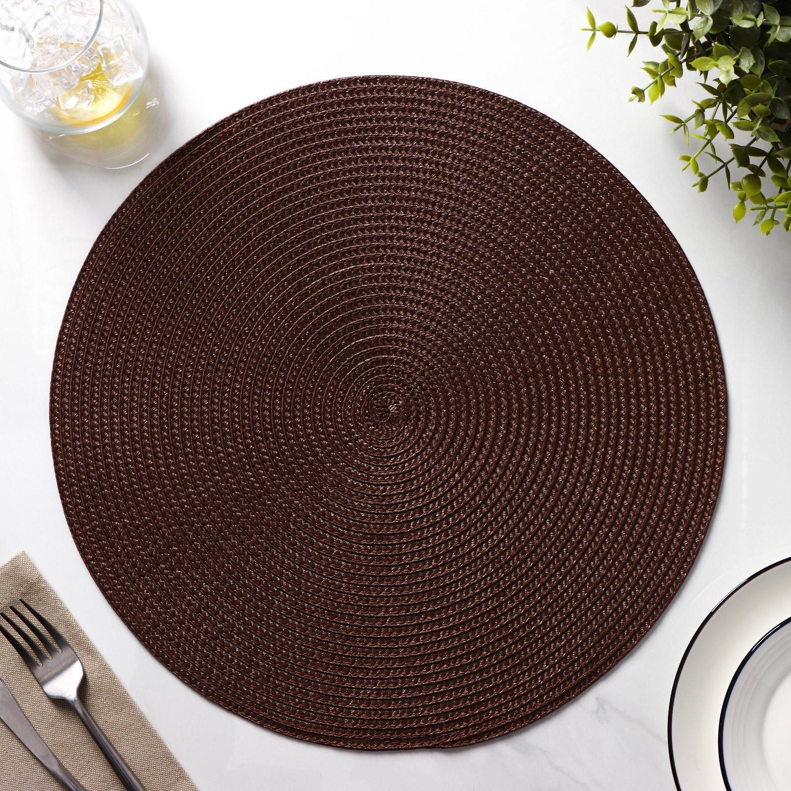 Набор салфеток сервировочных на стол Доляна «Лофт», 4 шт, d=38 см, цвет коричневый