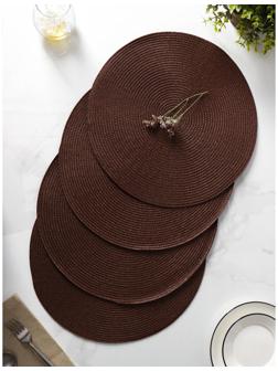 Набор салфеток сервировочных на стол Доляна «Лофт», 4 шт, d=38 см, цвет коричневый