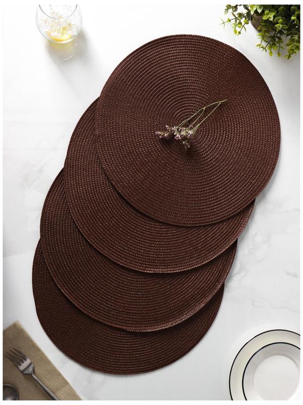 Набор салфеток сервировочных на стол Доляна «Лофт», 4 шт, d=38 см, цвет коричневый