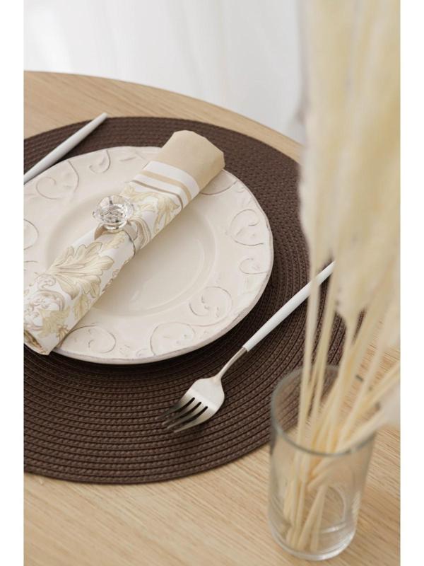 Набор салфеток сервировочных на стол Доляна «Лофт», 4 шт, d=38 см, цвет коричневый
