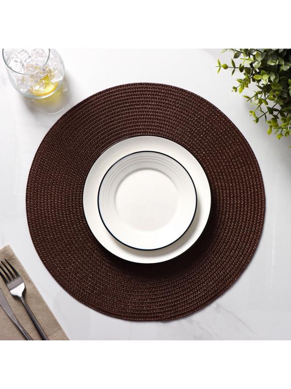 Набор салфеток сервировочных на стол Доляна «Лофт», 4 шт, d=38 см, цвет коричневый