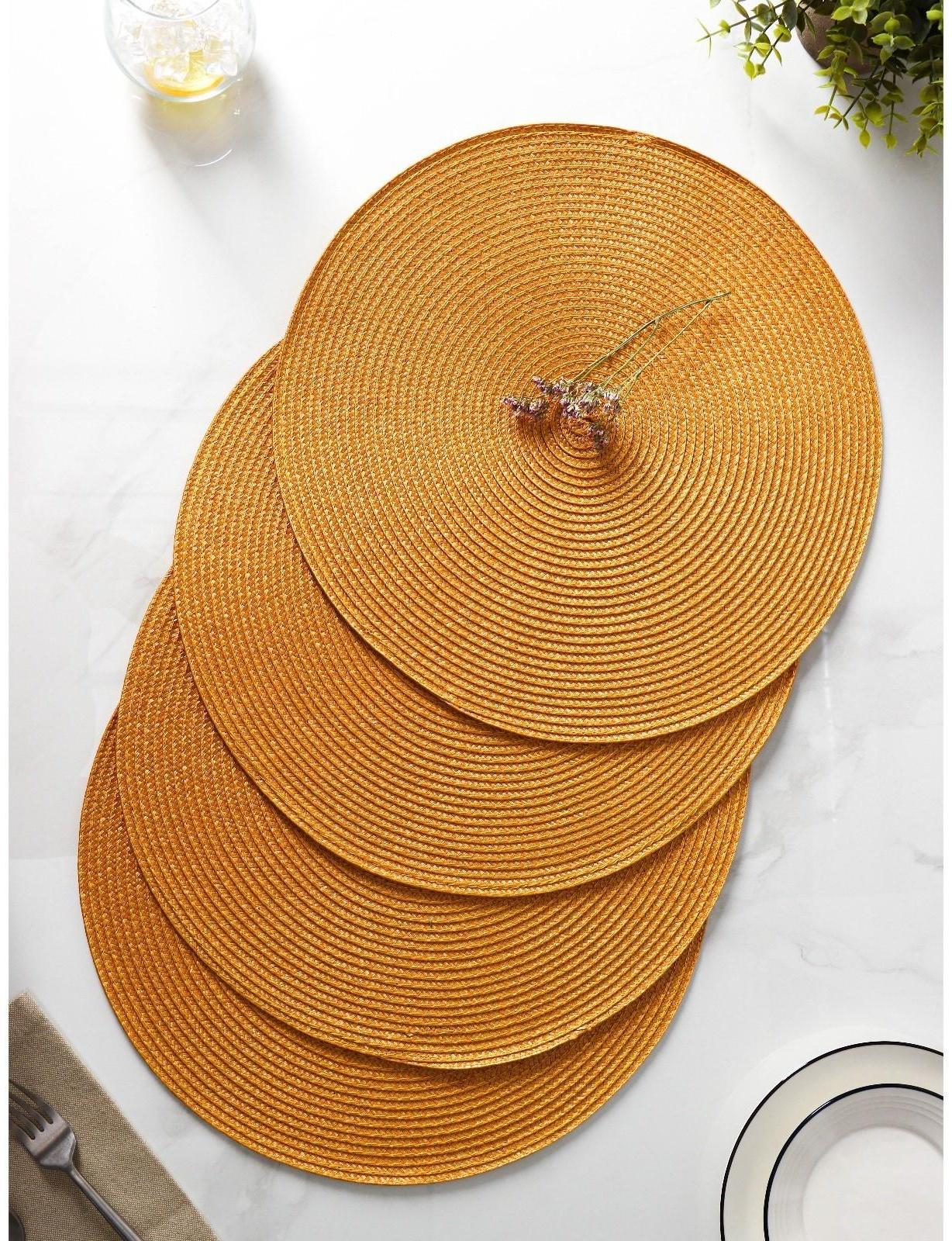 Набор салфеток сервировочных на стол Доляна «Лофт», 4 шт, d=38 см, цвет песочный