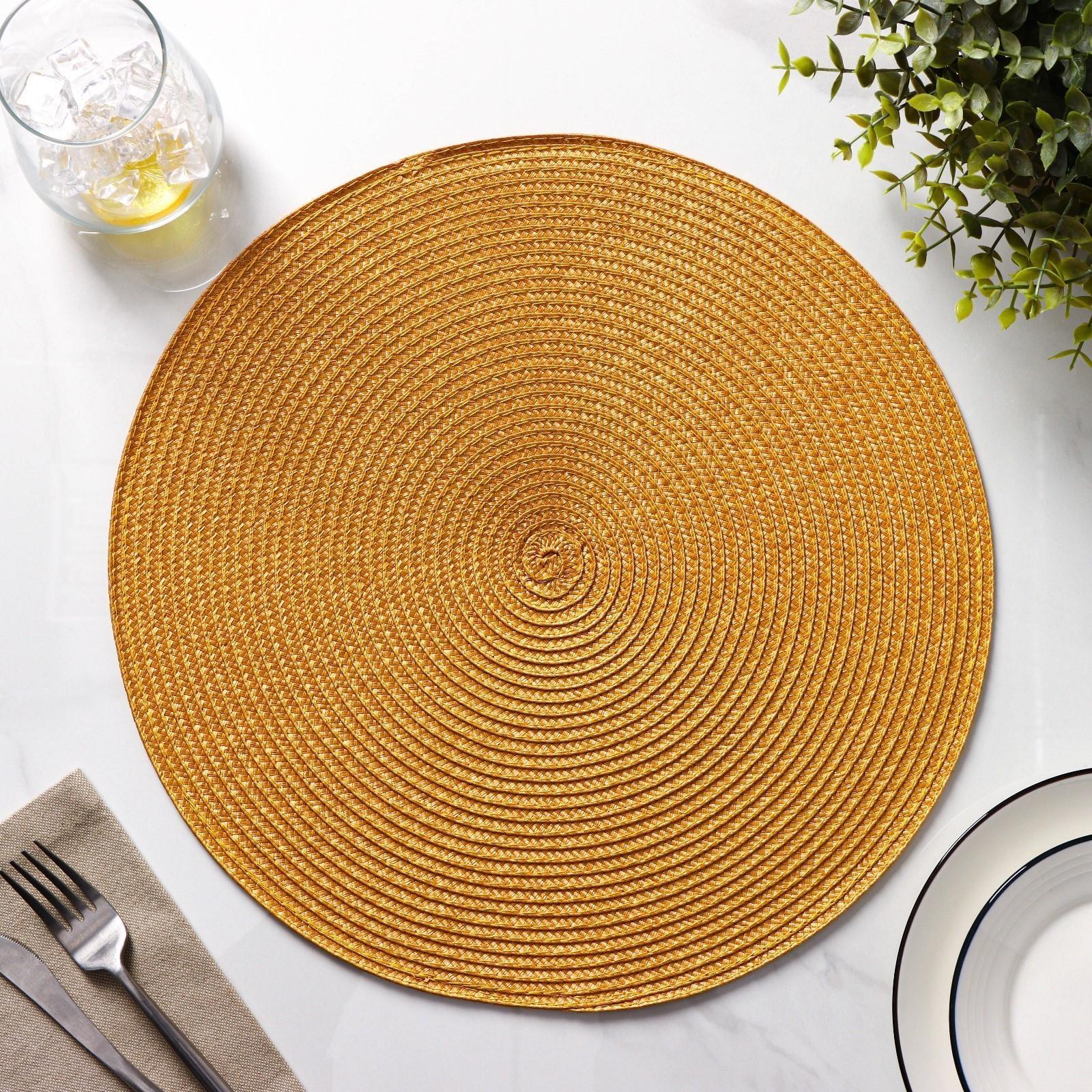 Набор салфеток сервировочных на стол Доляна «Лофт», 4 шт, d=38 см, цвет песочный