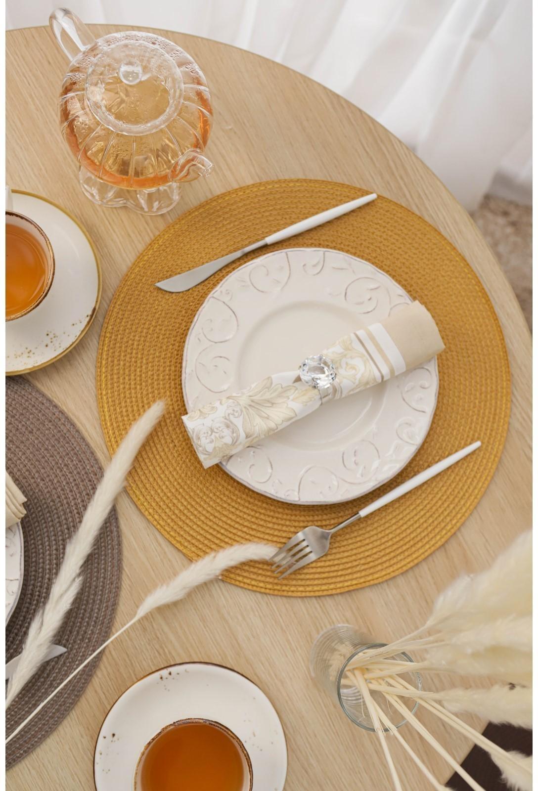 Набор салфеток сервировочных на стол Доляна «Лофт», 4 шт, d=38 см, цвет песочный