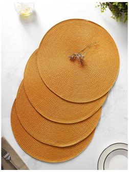 Набор салфеток сервировочных на стол Доляна «Лофт», 4 шт, d=38 см, цвет песочный