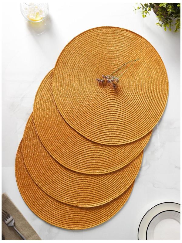 Набор салфеток сервировочных на стол Доляна «Лофт», 4 шт, d=38 см, цвет песочный