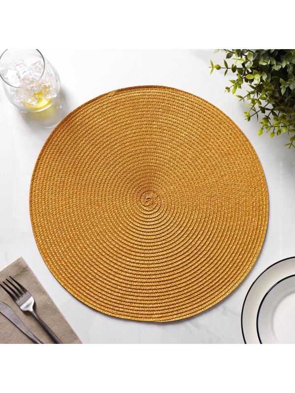 Набор салфеток сервировочных на стол Доляна «Лофт», 4 шт, d=38 см, цвет песочный