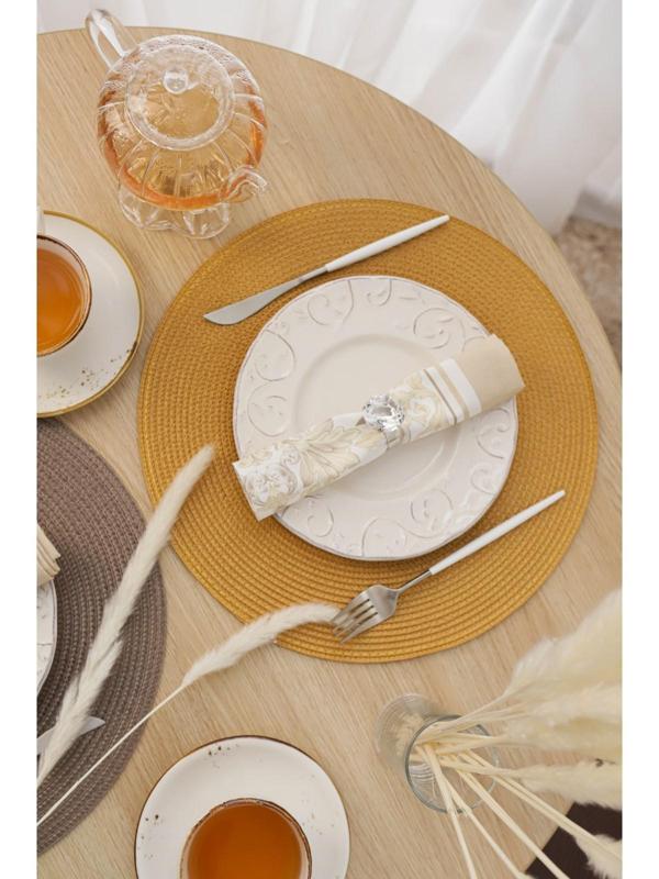 Набор салфеток сервировочных на стол Доляна «Лофт», 4 шт, d=38 см, цвет песочный