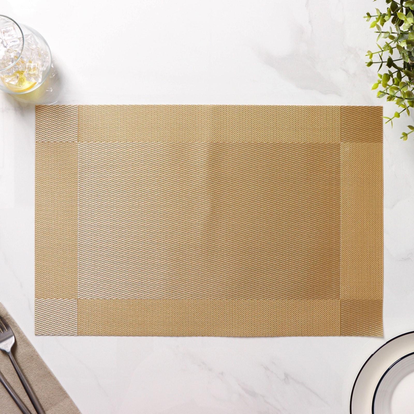 Набор салфеток сервировочных на стол Доляна «Шахматы», 45×30 см, 4 шт, цвет бежевый