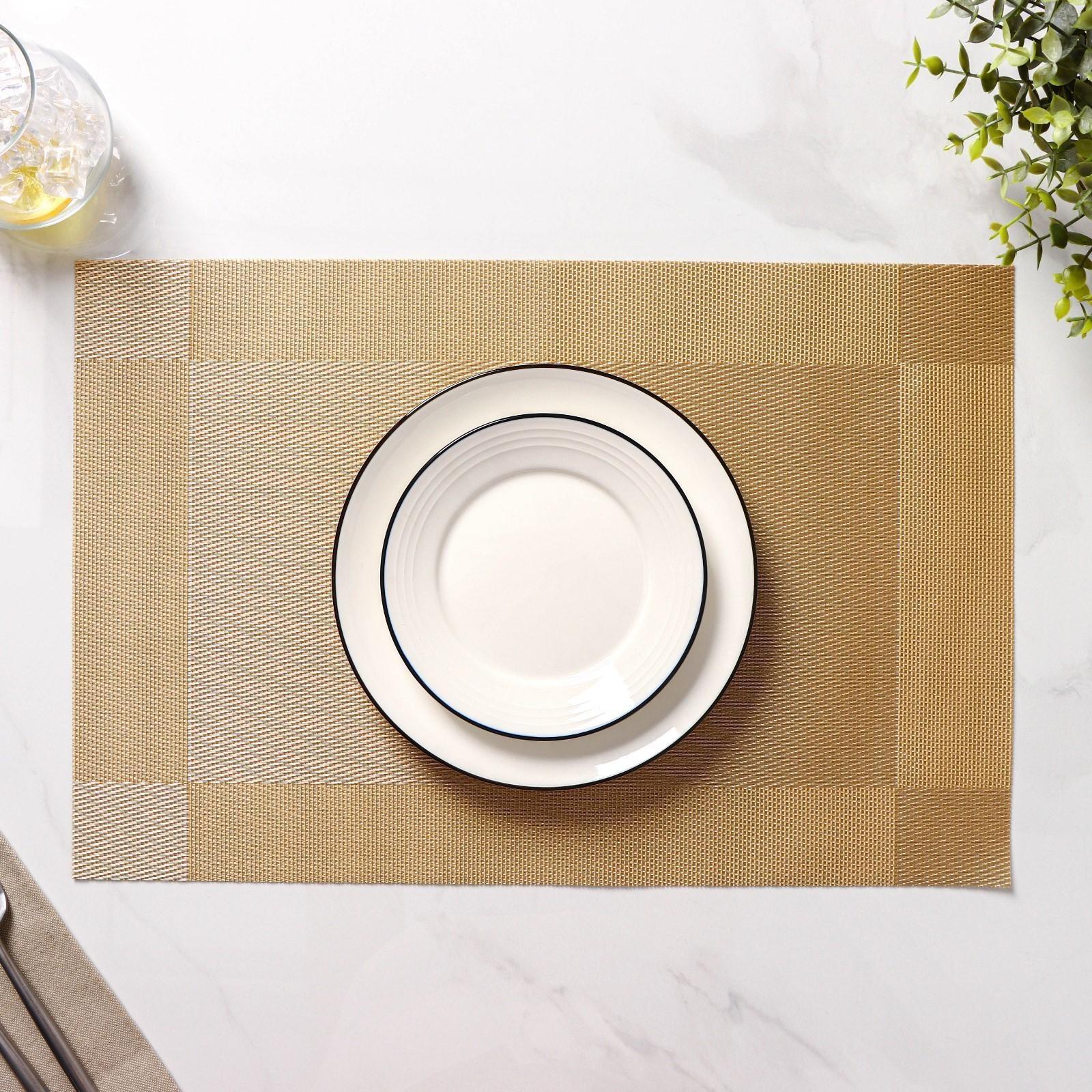 Набор салфеток сервировочных на стол Доляна «Шахматы», 45×30 см, 4 шт, цвет бежевый