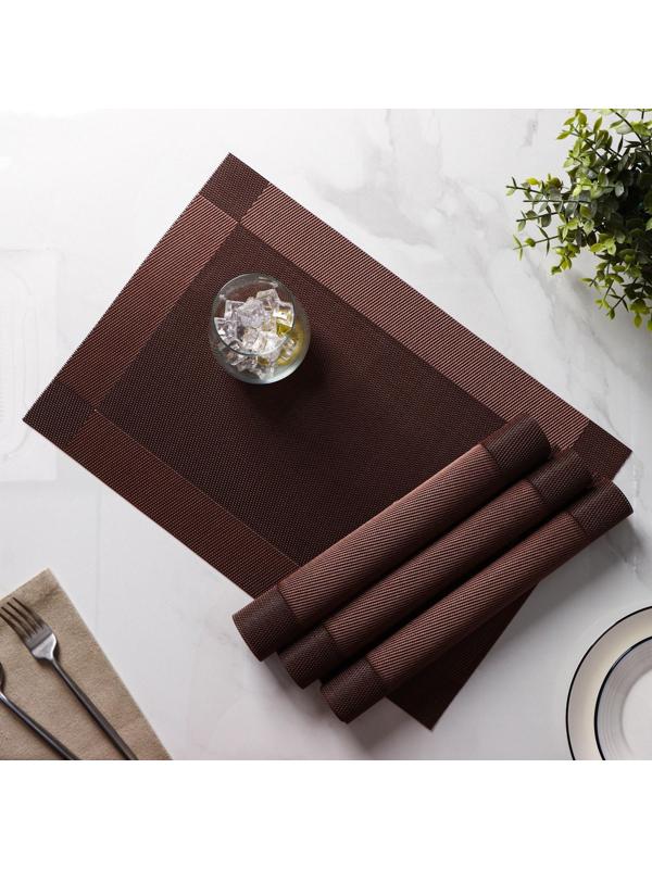 Набор салфеток сервировочных на стол Доляна «Шахматы», 45×30 см, 4 шт, цвет коричневый