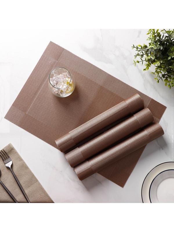 Набор салфеток сервировочных на стол Доляна «Шахматы», 45×30 см, 4 шт, цвет светло-коричневый