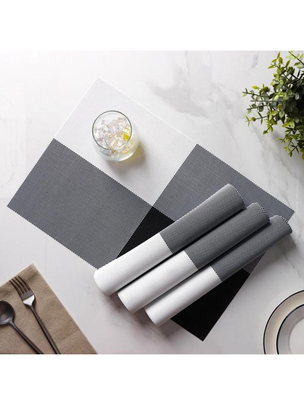 Набор салфеток сервировочных на стол Доляна «Настроение», 4 шт, 45×30 см, цвет бело-чёрный