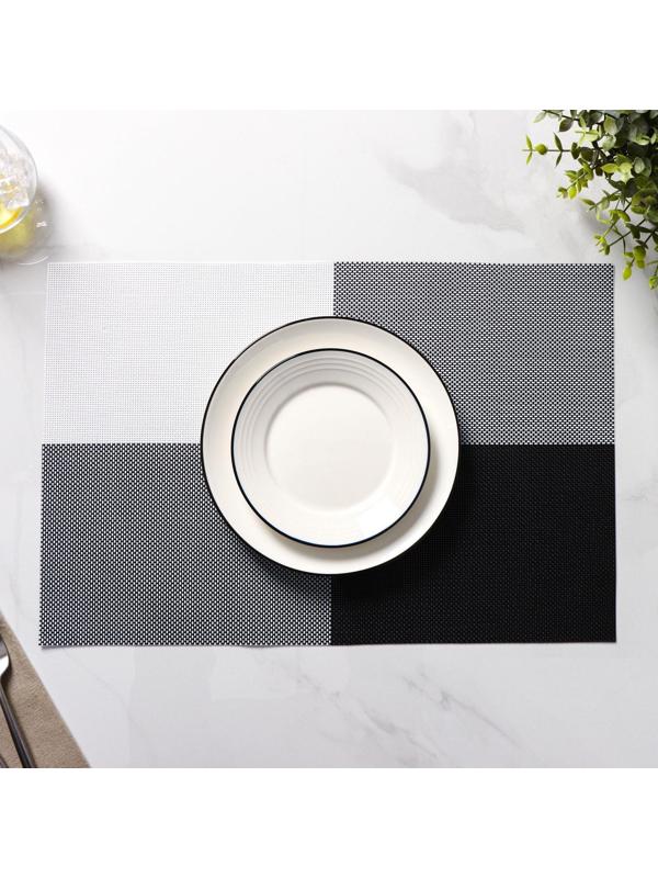 Набор салфеток сервировочных на стол Доляна «Настроение», 4 шт, 45×30 см, цвет бело-чёрный