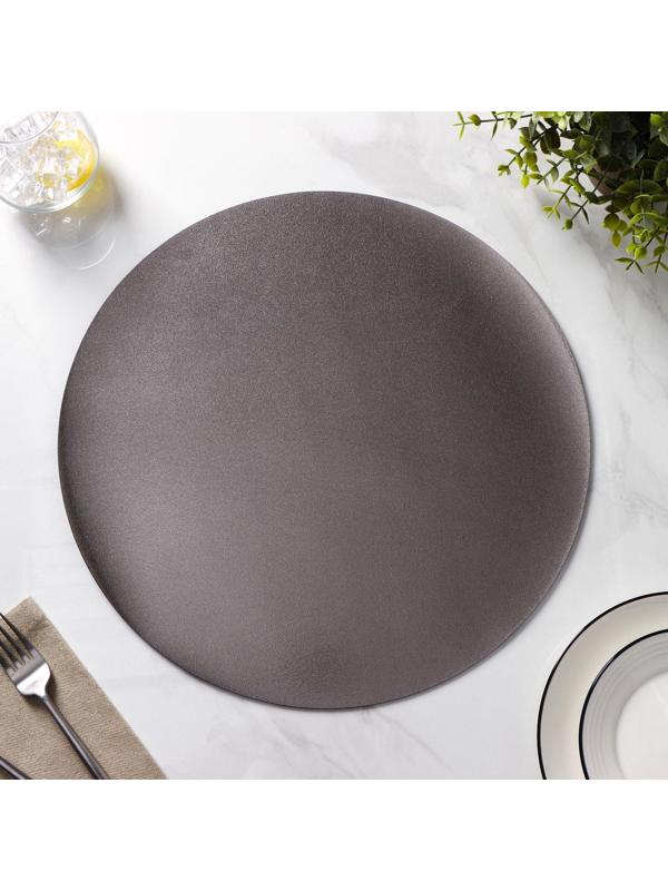 Набор салфеток сервировочных на стол Доляна «Спутник», d=38 см, 4 шт, двусторонние, цвет металлический/чёрный