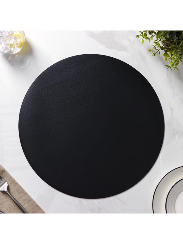 Набор салфеток сервировочных на стол Доляна «Спутник», d=38 см, 4 шт, двусторонние, цвет металлический/чёрный