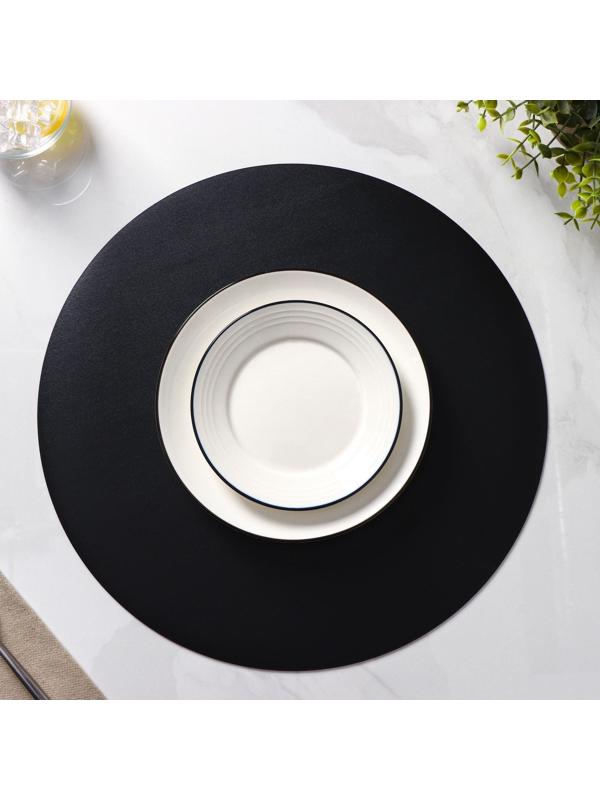 Набор салфеток сервировочных на стол Доляна «Спутник», d=38 см, 4 шт, двусторонние, цвет металлический/чёрный