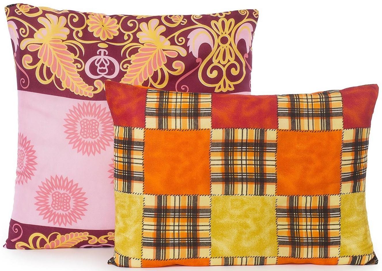 Подушка Эконом 38х38см, (фас 2шт) МИКС, полиэфирное волокно, полиэстер 100%