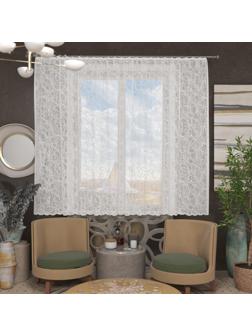 Тюль на кухню без шторной ленты, размер 165х170см, цвет белый, 100% полиэстер