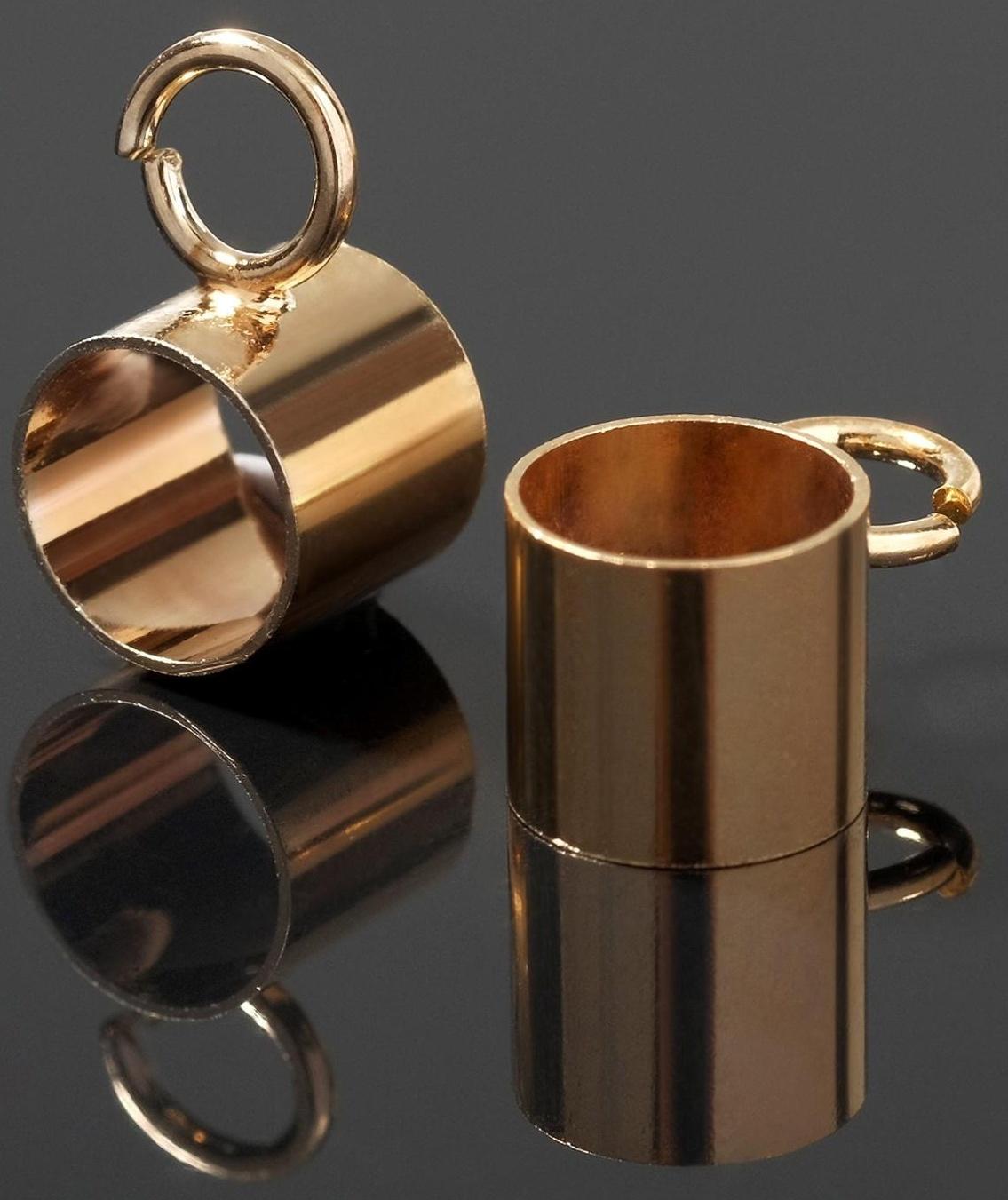 Держатель для кулона, цилиндр, с разъёмной петелькой, 8*5мм, d(вн.)=6мм, цвет золото