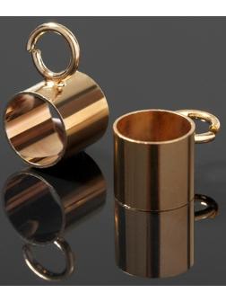 Держатель для кулона, цилиндр, с разъёмной петелькой, 8*5мм, d(вн.)=6мм, цвет золото