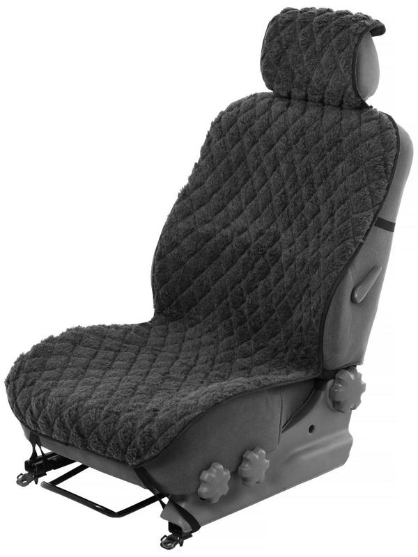 Накидка на переднее сиденье, искусственный мех, ромб, размер 55 х150 см, серый