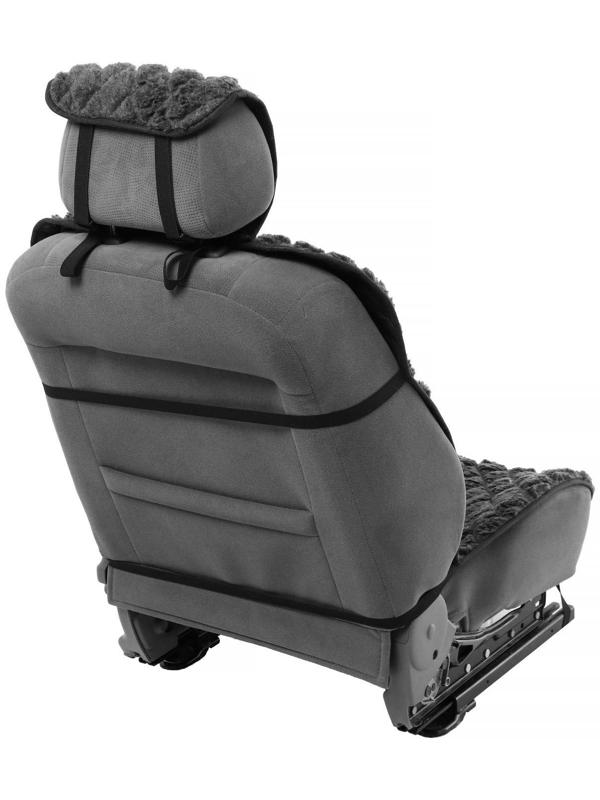 Накидка на переднее сиденье, искусственный мех, ромб, размер 55 х150 см, серый