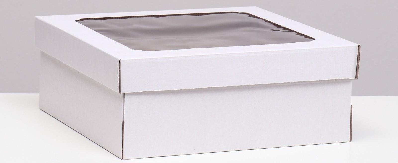 Коробка самосборная,с окном, белая, 30 х 30 х 12 см