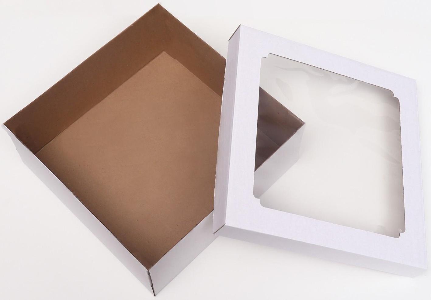 Коробка самосборная,с окном, белая, 30 х 30 х 12 см