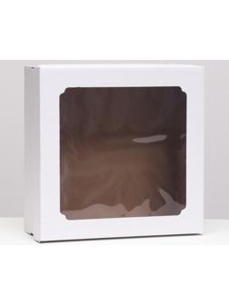 Коробка самосборная,с окном, белая, 30 х 30 х 12 см