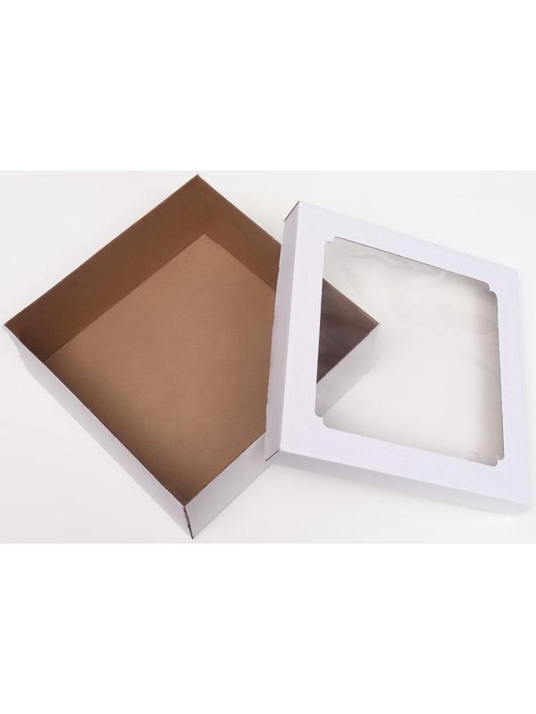 Коробка самосборная,с окном, белая, 30 х 30 х 12 см