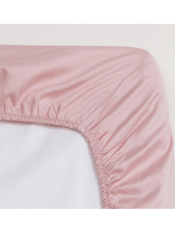 Простыня на резинке Pink rose 180х200х25 см, 100% хлопок, мако-сатин, 114г/м2