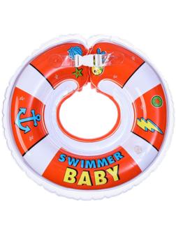 Круг детский на шею, для купания, Swimmer baby, с погремушками, двухкамерный
