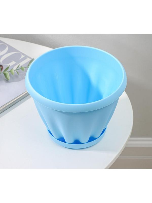 Горшок для цветов с поддоном «Знатный», 2 л, d=18 см, цвет голубой