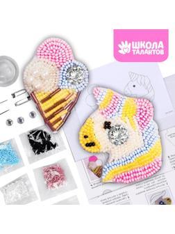 Вышивка бисером «Единорог и мороженое», брошь, в пакете