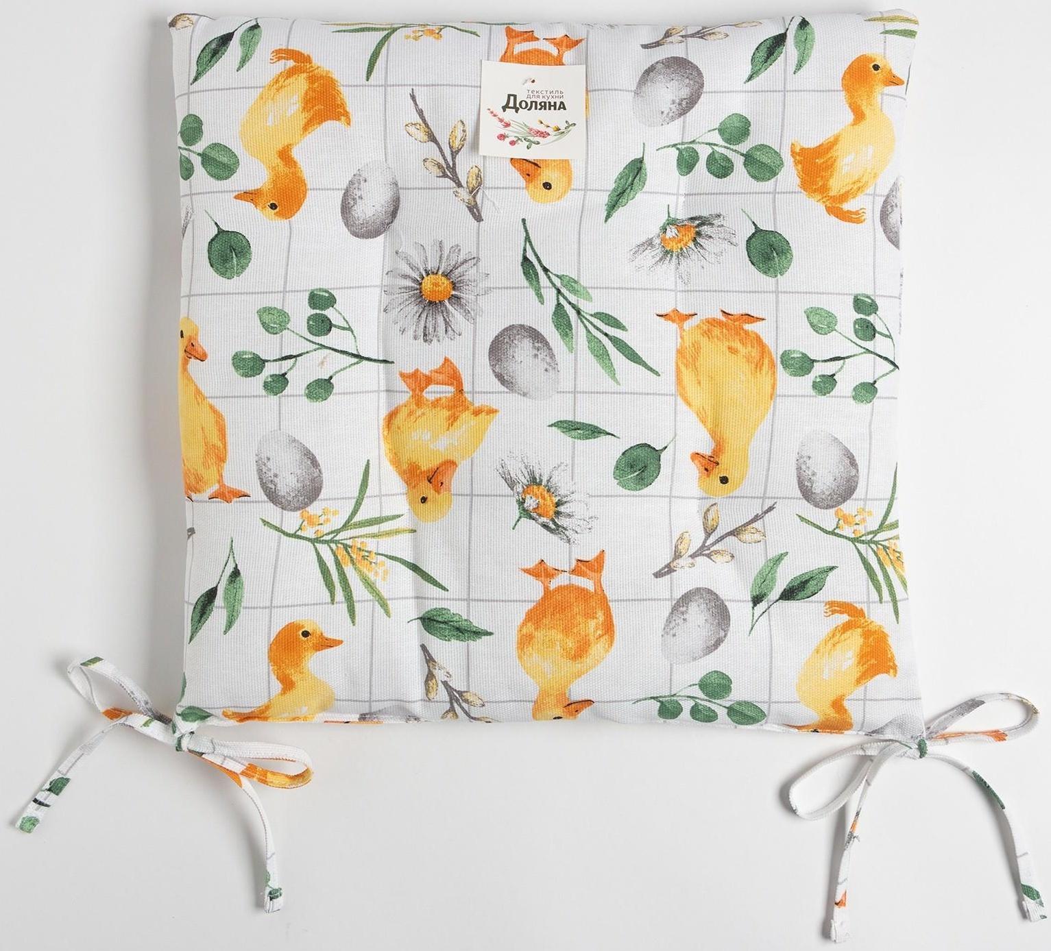 Сидушка на стул Доляна Duckling 42х42 см, 100% хлопок, рогожка 164 г/м2