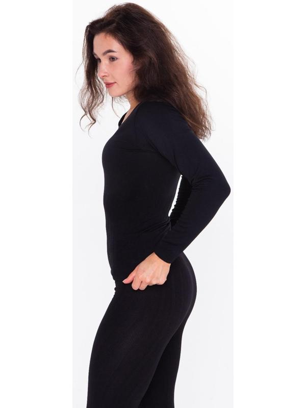 Термобельё женское (лонгслив, леггинсы), цвет чёрный, размер 50-52 (L)