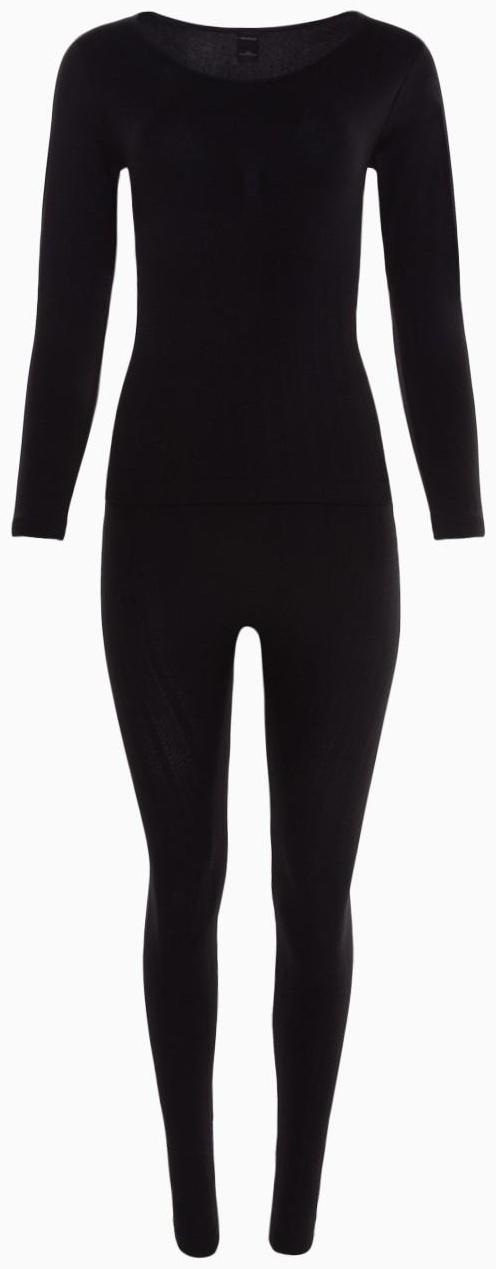 Термобельё женское (лонгслив, леггинсы), цвет чёрный, размер 54 (XL)